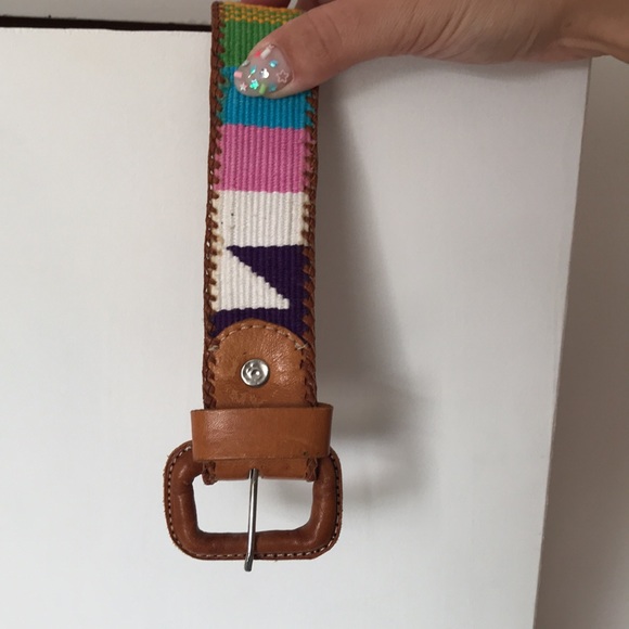 Colorful Guatemalan Woven Leather Vintage Belt - Picture 8 of 10